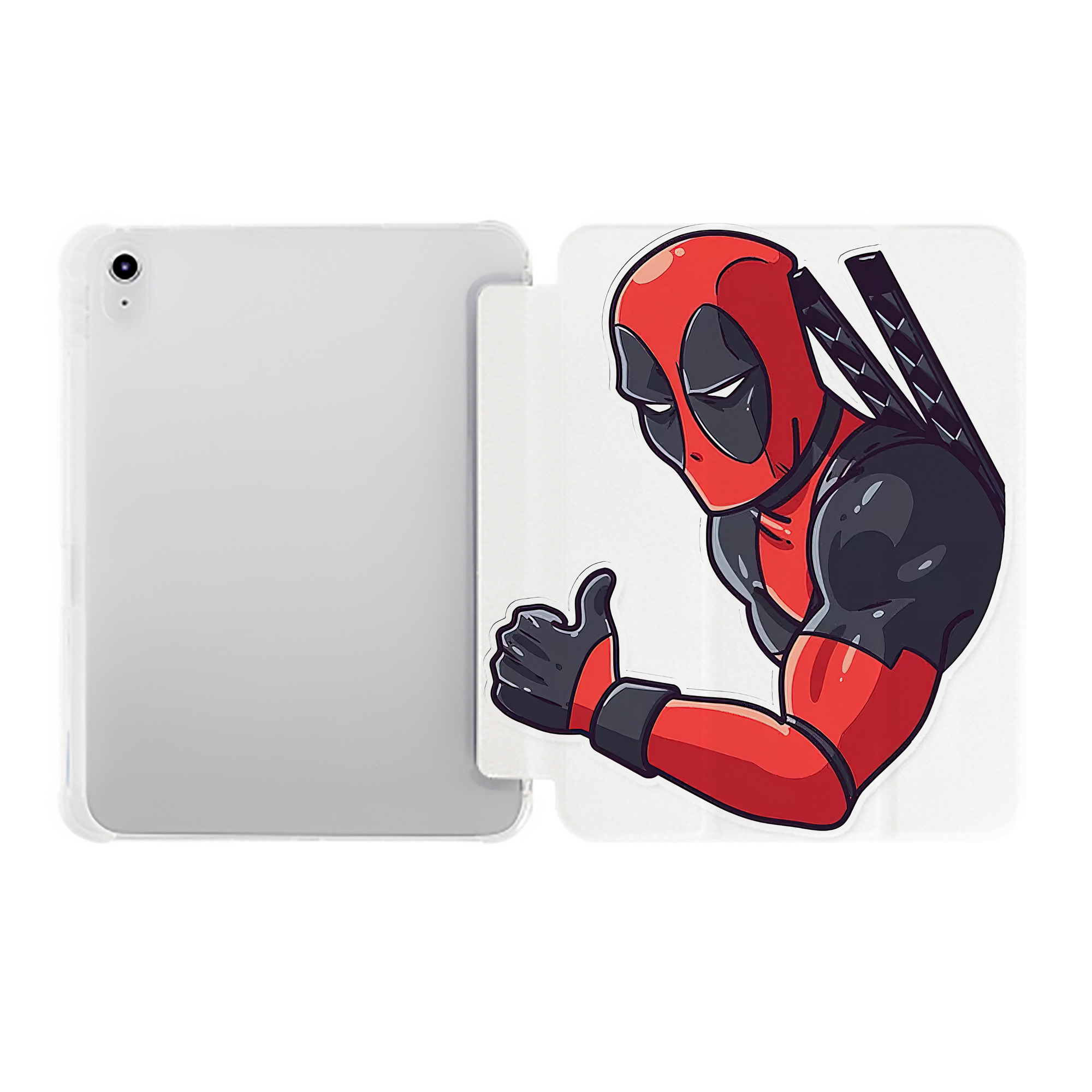 （画像用） Deadpool デッドプール IPad ケース ペン収納付き 三つ折りスタンド PUレザー×シリコン 対応機種9.5/10.5/10.9インチ